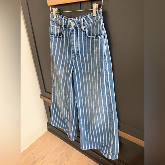 Free People | we the free | Earn your Stripes Blue Railroad Stripe Jeans | 27 - Picture 3 of 11